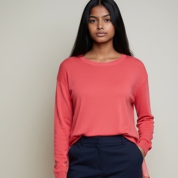 Apt. 9 Sweaters - APT. 9 Women's Small Coral Knit Top Chiffon Hem Hi Low Sweater